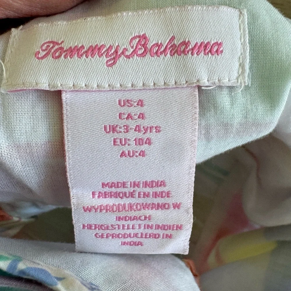 Tommy Bahama Girls Multicolor Plaid Sleeveless Lined Ruffle Dress Size 4